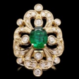 14k Gold 1.50ct Emerald 1.45ct Diamond Ring