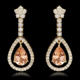 14k Yellow Gold 5.10ct Morganite 2.75ct Diamond Earrings