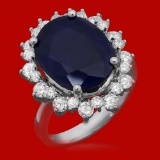 14k Gold 10.57ct Sapphire 1.77ct Diamond Ring