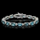 14K Gold 23.39ct Topaz 0.95ct Diamond Bracelet