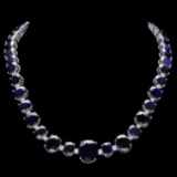 14k Gold 165ct Sapphire 1.8ct Diamond Necklace