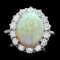 14k White Gold 4.50ct Opal 1.40ct Diamond Ring