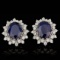 14k Gold 7.00ct Sapphire 1.30ct Diamond Earrings