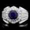 14k Gold 2.00ct Sapphire 0.60ct Diamond Mens Ring