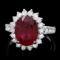 14k White Gold 5.00ct Ruby 1.15ct Diamond Ring