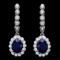 14k Gold 5.00ct Sapphire 1.35ct Diamond Earrings