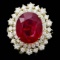 14k Yellow Gold 8.00ct Ruby 1.45ct Diamond Ring