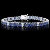 14k Gold 19ct Sapphire 1.35ct Diamond Bracelet