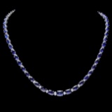 14k Gold 30ct Sapphire 1.10ct Diamond Necklace