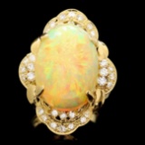 18k Yellow Gold 11.00ct Opal 0.80ct Diamond Ring