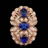 14k Rose 5.50ct Tanzanite 1.60ct Diamond Ring