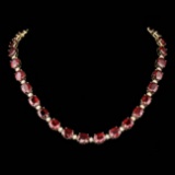 18k Gold 115.00ct Ruby 1.85ct Diamond Necklace