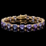 14k 17.00ct Tanzanite 0.80ct Diamond Bracelet