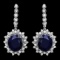 14k Gold 14ct Sapphire 2.00ct Diamond Earrings