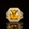 14k Gold 6.20ct Yellow Beryl 2.30ct Diamond Ring