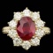 14k Yellow Gold 3.00ct Ruby 2.10ct Diamond Ring