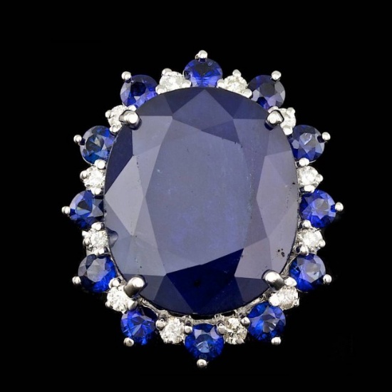 14k White Gold 25ct Sapphire 0.60ct Diamond Ring