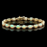 14k Gold 8.20ct Opal 0.70ct Diamond Bracelet