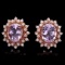 14k Rose 9.00ct Kunzite 1.20ct Diamond Earrings