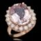 14K Gold 13.13ct Kunzite 2.22ct Diamond Ring