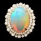 14k Yellow Gold 10.00ct Opal 2.15ct Diamond Ring