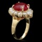 14k Yellow Gold 7.00ct Ruby 1.50ct Diamond Ring