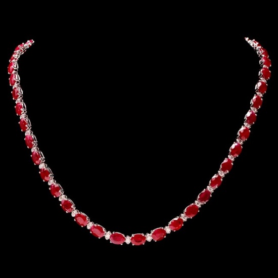 14k Gold 41.00ct Ruby 2.00ct Diamond Necklace