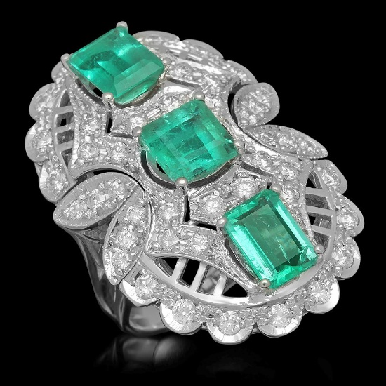 14K Gold 4.85ct Emerald 1.65ct Diamond Ring