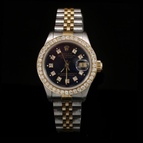 Rolex DateJust Two-Tone 26mm Custom Diamond Bezel Women's