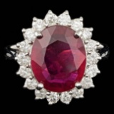 14k White Gold 5.00ct Ruby 0.85ct Diamond Ring