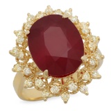 14K Gold 8.61ct Ruby 0.55ct Diamond Ring