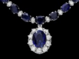 14k Gold 29ct Sapphire 2.25ct Diamond Necklace