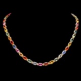 14k Gold 40ct Sapphire 1.6ct Diamond Necklace