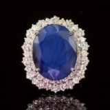 14K Gold 13.52ct Sapphire 2.05ct Diamond Ring