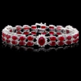 14k White Gold 22ct Ruby 1.30ct Diamond Bracelet