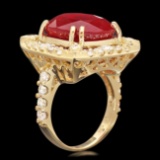 14k Yellow Gold 16.35ct Ruby 2.20ct Diamond Ring