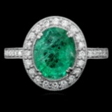 14k White Gold 2.00ct Emerald 0.50ct Diamond Ring