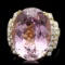 14k Gold 20.40ct Kunzite 0.70ct Diamond Ring