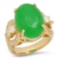 14K Gold 9.38ct Jadeite 1.25cts Diamond Ring