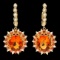 14k Gold 11ct Citrine 0.85ct Diamond Earrings