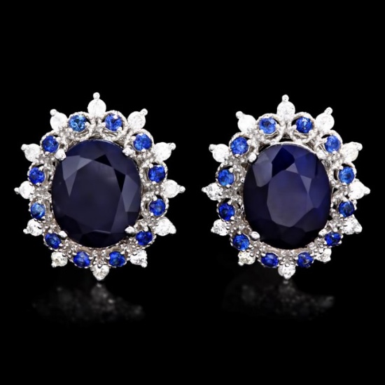 14k Gold 8ct Sapphire 0.70ct Diamond Earrings