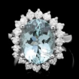 14k Gold 5.00ct Aquamarine 1.00ct Diamond Ring