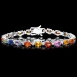 14k Gold 15ct Sapphire 0.35ct Diamond Bracelet