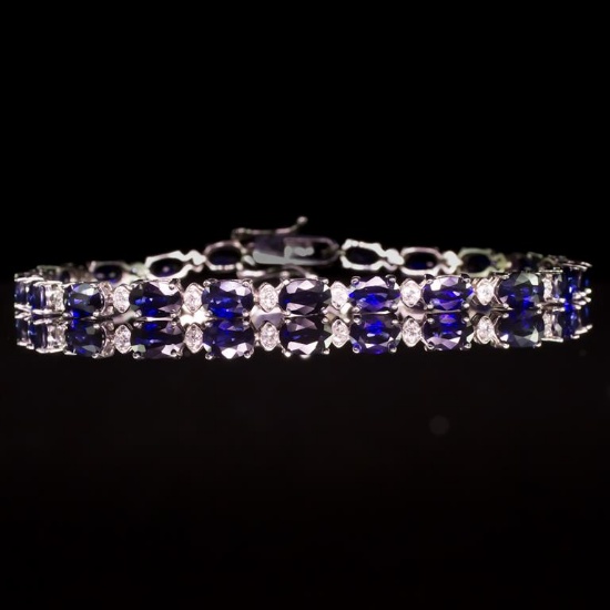 14K Gold 9.40ct Sapphire 0.70ct Diamond Bracelet