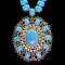 95.85ct Turquoise, 3.35ct Sapphire 1.78ct Diamond Necklace