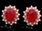 14k Rose 11.00ct Ruby 1.30ct Diamond Earrings
