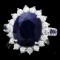 14k White Gold 7.5ct Sapphire 1.00ct Diamond Ring