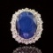 14K Gold 13.52ct Sapphire 2.05ct Diamond Ring