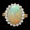 14k Yellow Gold 5.00ct Opal 1.35ct Diamond Ring