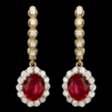 14k Gold 5.3ct Ruby 1.40ct Diamond Earrings